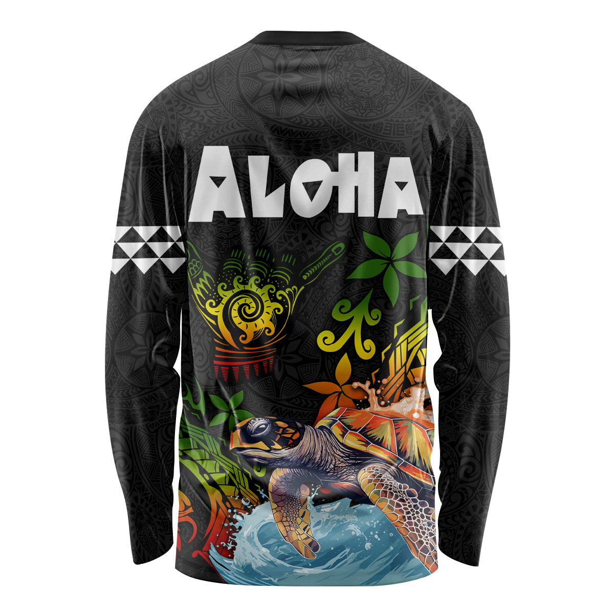 Hawaii Lei Day Long Sleeve Shirt Hibiscus Wreath and Polynesian Pattern LT03 - Polynesian Pride