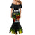 Hawaii Lei Day Mermaid Dress Hibiscus Wreath and Polynesian Pattern