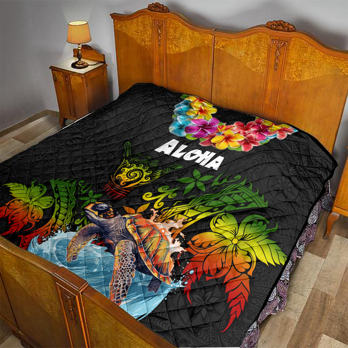 Hawaii Lei Day Quilt Hibiscus Wreath and Polynesian Pattern LT03 - Polynesian Pride