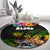 Hawaii Lei Day Round Carpet Hibiscus Wreath and Polynesian Pattern