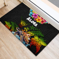 Hawaii Lei Day Rubber Doormat Hibiscus Wreath and Polynesian Pattern LT03 - Polynesian Pride