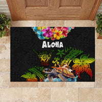 Hawaii Lei Day Rubber Doormat Hibiscus Wreath and Polynesian Pattern LT03 - Polynesian Pride
