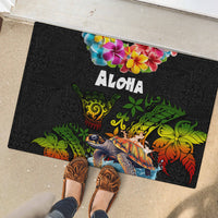 Hawaii Lei Day Rubber Doormat Hibiscus Wreath and Polynesian Pattern LT03 - Polynesian Pride