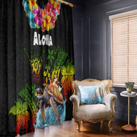 Hawaii Lei Day Window Curtain Hibiscus Wreath and Polynesian Pattern LT03 - Polynesian Pride