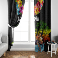 Hawaii Lei Day Window Curtain Hibiscus Wreath and Polynesian Pattern LT03 - Polynesian Pride