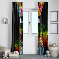 Hawaii Lei Day Window Curtain Hibiscus Wreath and Polynesian Pattern LT03 - Polynesian Pride