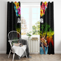 Hawaii Lei Day Window Curtain Hibiscus Wreath and Polynesian Pattern LT03 - Polynesian Pride