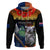 Australia and New Zealand ANZAC Day Zip Hoodie Tui Bird and Koala mix Maori and Aboriginal Pattern