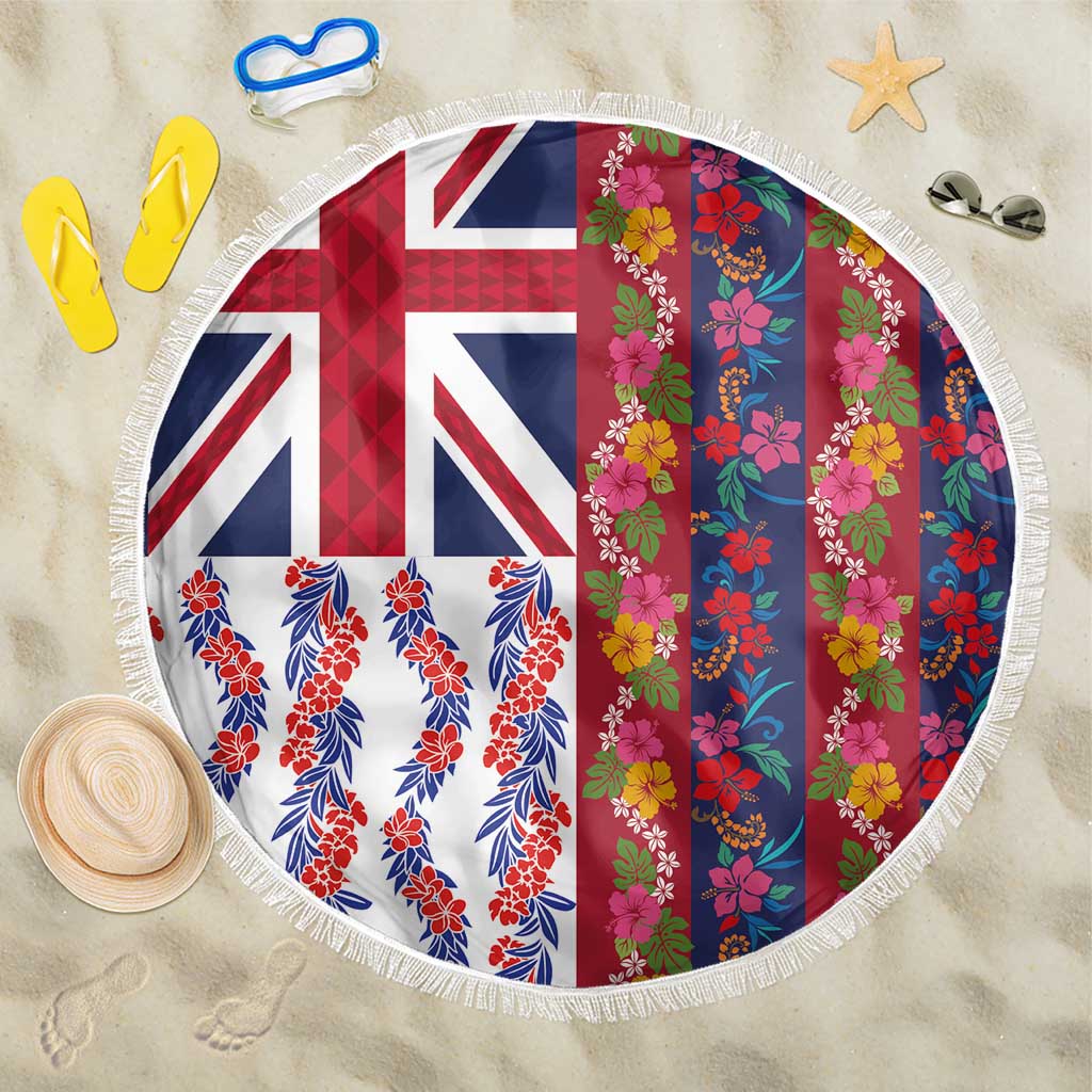 Hawaiian Lei Beach Blanket National Flag Striped Style LT03 One Size 150cm Red - Polynesian Pride