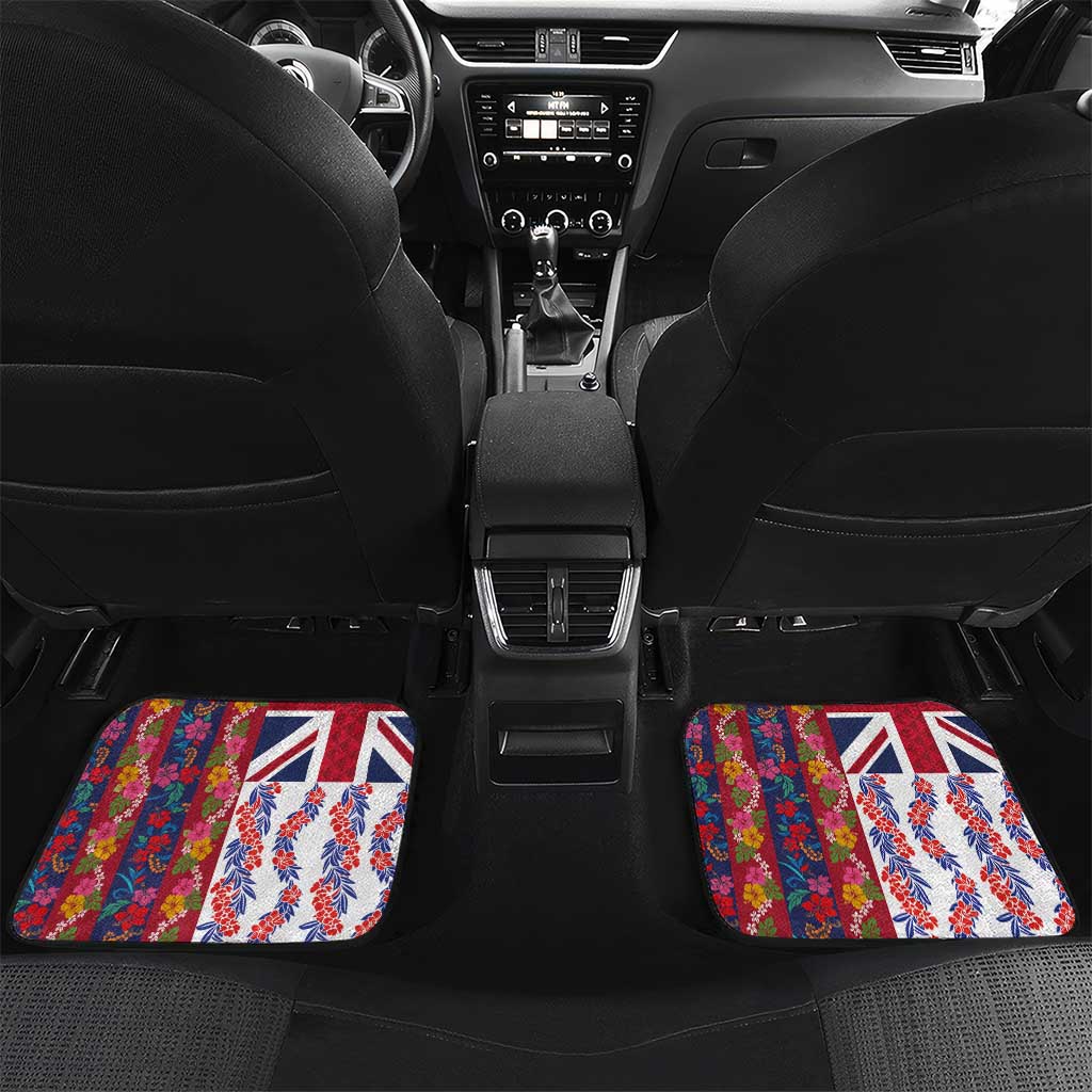 Hawaiian Lei Car Mats National Flag Striped Style LT03 Set 2pcs - Back Red - Polynesian Pride