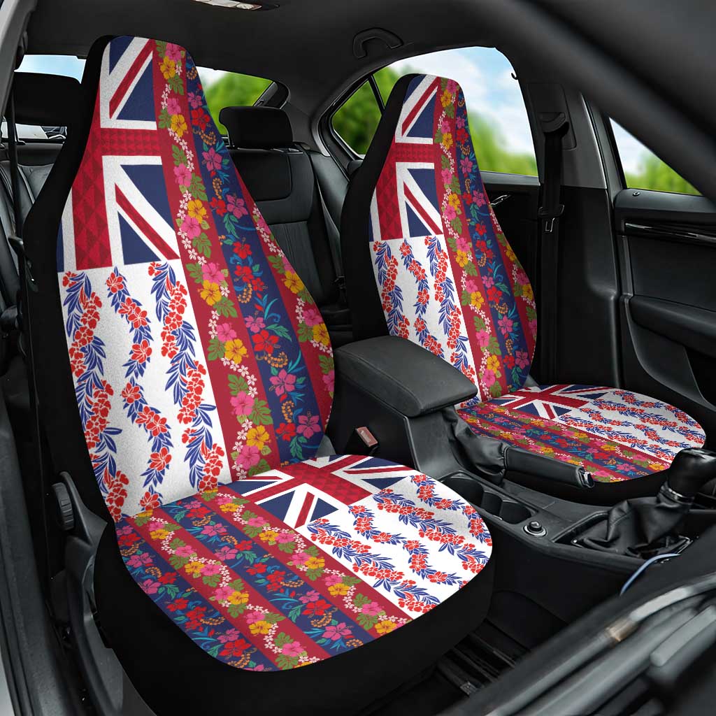 Hawaiian Lei Car Seat Cover National Flag Striped Style LT03 One Size Red - Polynesian Pride