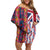 Hawaiian Lei Off Shoulder Short Dress National Flag Striped Style