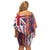 Hawaiian Lei Off Shoulder Short Dress National Flag Striped Style