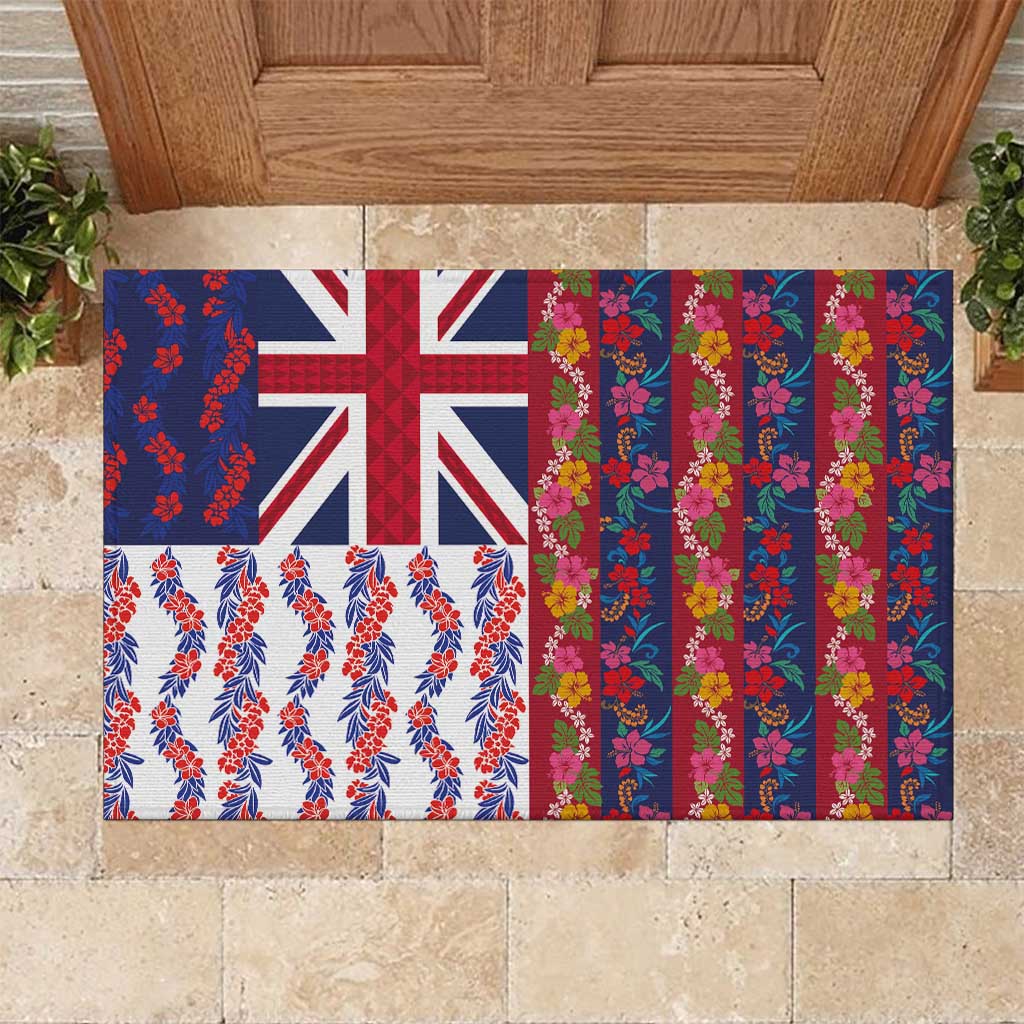 Hawaiian Lei Rubber Doormat National Flag Striped Style LT03 Red - Polynesian Pride