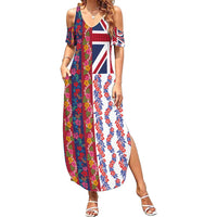 Hawaiian Lei Summer Maxi Dress National Flag Striped Style LT03 Women Red - Polynesian Pride