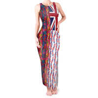Hawaiian Lei Tank Maxi Dress National Flag Striped Style LT03 Women Red - Polynesian Pride