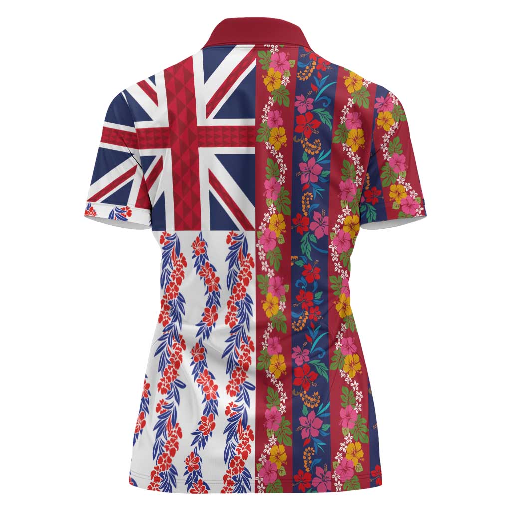 Hawaiian Lei Women Polo Shirt National Flag Striped Style LT03 - Polynesian Pride