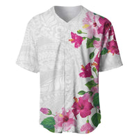 Hawaiian Hibiscus and Art Polynesian Tattoo Baseball Jersey White Color LT03 White - Polynesian Pride