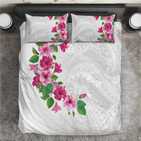 Hawaiian Hibiscus and Art Polynesian Tattoo Bedding Set White Color LT03 White - Polynesian Pride