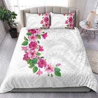 Hawaiian Hibiscus and Art Polynesian Tattoo Bedding Set White Color LT03 - Polynesian Pride