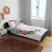 Hawaiian Hibiscus and Art Polynesian Tattoo Bedding Set White Color LT03 - Polynesian Pride