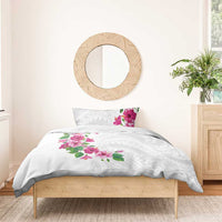 Hawaiian Hibiscus and Art Polynesian Tattoo Bedding Set White Color LT03 - Polynesian Pride
