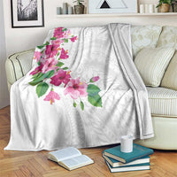 Hawaiian Hibiscus and Art Polynesian Tattoo Blanket White Color LT03 White - Polynesian Pride