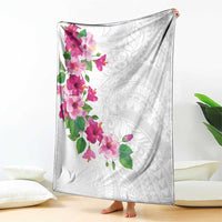 Hawaiian Hibiscus and Art Polynesian Tattoo Blanket White Color LT03 - Polynesian Pride