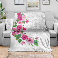 Hawaiian Hibiscus and Art Polynesian Tattoo Blanket White Color LT03 - Polynesian Pride