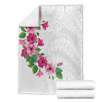 Hawaiian Hibiscus and Art Polynesian Tattoo Blanket White Color LT03 - Polynesian Pride