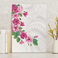 Hawaiian Hibiscus and Art Polynesian Tattoo Canvas Wall Art White Color LT03 Without Frame White - Polynesian Pride