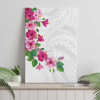 Hawaiian Hibiscus and Art Polynesian Tattoo Canvas Wall Art White Color LT03 - Polynesian Pride