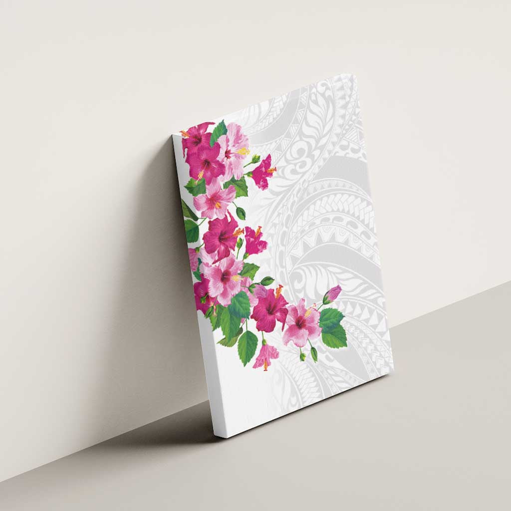 Hawaiian Hibiscus and Art Polynesian Tattoo Canvas Wall Art White Color LT03 - Polynesian Pride