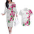 Hawaiian Hibiscus and Art Polynesian Tattoo Couples Matching Off The Shoulder Long Sleeve Dress and Hawaiian Shirt White Color