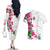 Hawaiian Hibiscus and Art Polynesian Tattoo Couples Matching Off The Shoulder Long Sleeve Dress and Hawaiian Shirt White Color