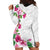 Hawaiian Hibiscus and Art Polynesian Tattoo Hoodie Dress White Color