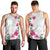 Hawaiian Hibiscus and Art Polynesian Tattoo Men Tank Top White Color