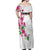 Hawaiian Hibiscus and Art Polynesian Tattoo Off Shoulder Maxi Dress White Color