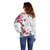 Hawaiian Hibiscus and Art Polynesian Tattoo Off Shoulder Sweater White Color