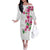 Hawaiian Hibiscus and Art Polynesian Tattoo Off The Shoulder Long Sleeve Dress White Color