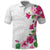 Hawaiian Hibiscus and Art Polynesian Tattoo Polo Shirt White Color