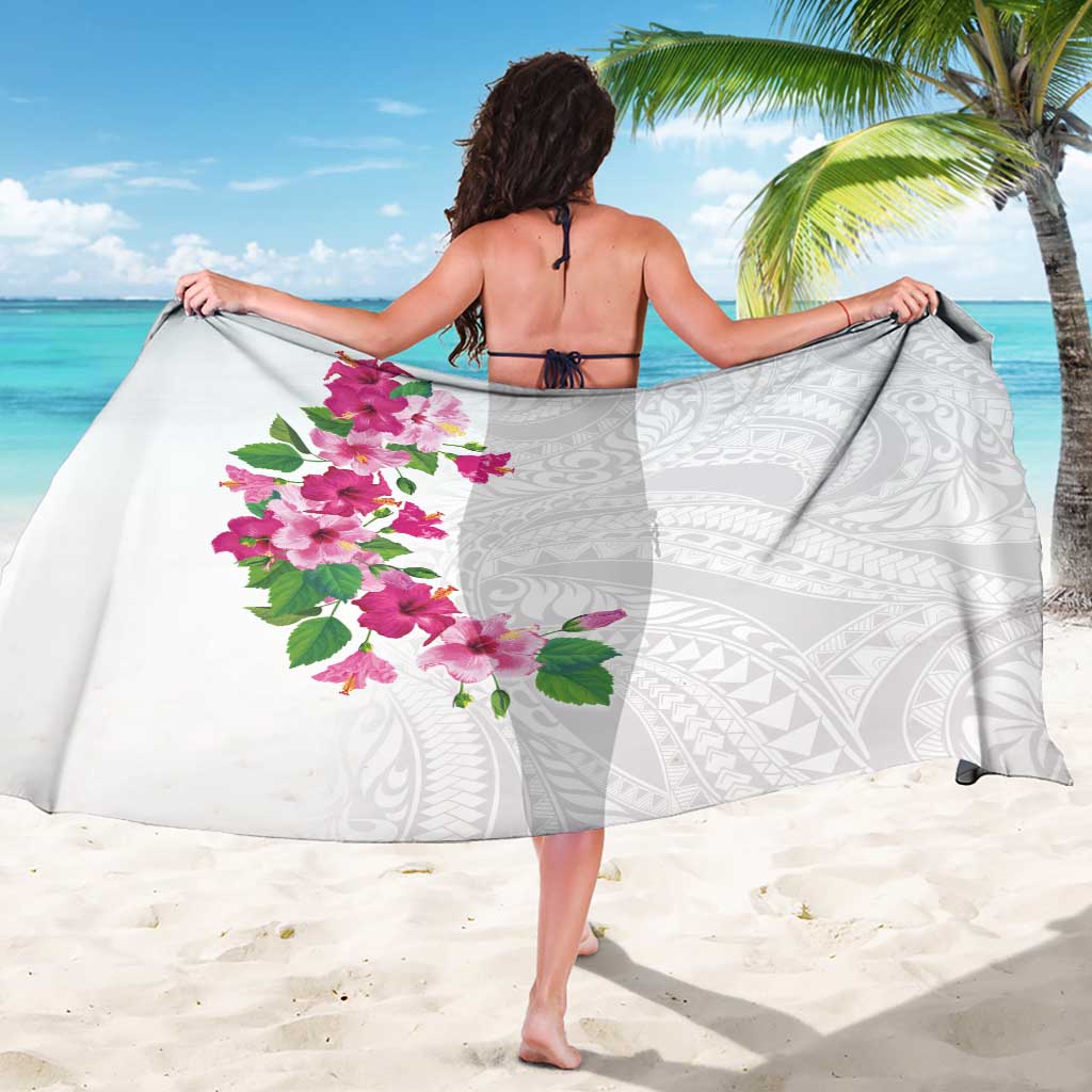 Hawaiian Hibiscus and Art Polynesian Tattoo Sarong White Color LT03 - Polynesian Pride