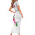 Hawaiian Hibiscus and Art Polynesian Tattoo Short Sleeve Bodycon Dress White Color