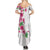 Hawaiian Hibiscus and Art Polynesian Tattoo Summer Maxi Dress White Color