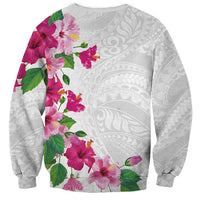 Hawaiian Hibiscus and Art Polynesian Tattoo Sweatshirt White Color LT03 - Polynesian Pride