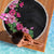 Hawaiian Hibiscus and Art Polynesian Tattoo Beach Blanket Black Color