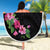 Hawaiian Hibiscus and Art Polynesian Tattoo Beach Blanket Black Color