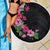 Hawaiian Hibiscus and Art Polynesian Tattoo Beach Blanket Black Color