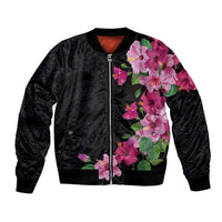Hawaiian Hibiscus and Art Polynesian Tattoo Bomber Jacket Black Color LT03 Unisex Black - Polynesian Pride