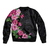 Hawaiian Hibiscus and Art Polynesian Tattoo Bomber Jacket Black Color LT03 - Polynesian Pride